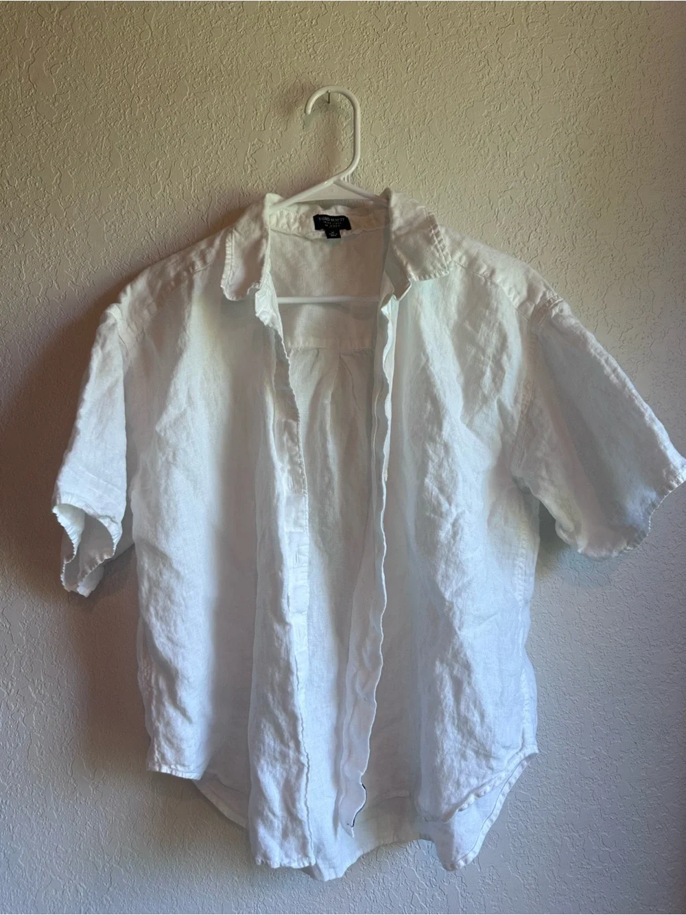 J.Crew women’s White Short-Sleeve Baird mcnutt 100% linen Button-Up Shirt